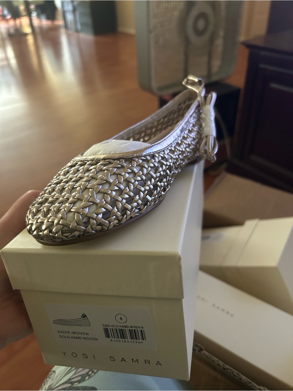 Yosi Samra gold tie up flats- new with tags, size 8 - Picture 4 of 4